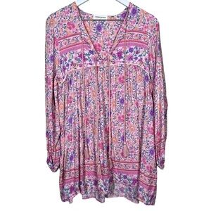 Goodnight Macaroon Womens Sherry Floral Boho Flowy Mini Dress Size Large Pink